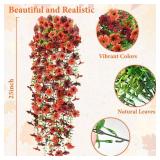 Waipfaru Artificial Flowers for Outdoors, 2 Pcs Artificial Mums for Outdoors, Fake Mums UV Resistant Faux Fall Flowers for Outdoor Planters Patio Front Porch Window Yard Fall Decor(Orange Brown)