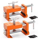 DAYDOOR Professional Cabinet Clamps 2 Pack, Heavy-Duty Cast Steel, Integrated Drill Guide & EVA Protection, Face Frame Alignment Tool for Cabinet Installation & Woodworking, Orange