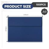 Harloon 100 Pcs A9 Envelopes 5.75 x 8.75 Inch Self Adhesive Wedding Invitation Envelopes Paper Greeting Card Envelopes for Photos Documents Letters Announcements Baby Shower Office (Navy Blue)