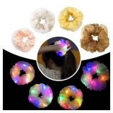 Light Up Scrunchies, Double-layer LED Hair Ties Glow in the Dark Party Supplies Glow Sticks Rave Accessories for Women Girls Neon Party, Fun Hair Accessories, Halloween Party Favor