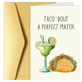 Funny Engagement Card for Couple, Taco And Cocktail Pun Wedding Card for Bride and Groom, Cute Wedding Gift for Friend, Congratulations Card for Newlyweds
