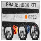 HORUSDY Stainless Steel Bike Storage Rack, 6 Bike Storage Hanger Wall Mount and 6 Helmets Hooks for Home & Garage Holds Up to 600lbs, Black