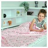 Kids Throw Blanket Soft Cotton Toddler Blanket with Unicorn, Star & Cloud Pattern, Lightweight Breathable Bed Throw with Stitched Edges, 40 x 60 in (101.6 x 152.4 cm)