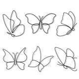 Hotop 6 Pieces Metal Butterfly Wall Decor Metal Wall Art Heart Hanging Decorations Wire Flowers Decals Decor for Kitchen Bathroom Indoor Outdoor Wedding Birthday Party (Classic,Black)