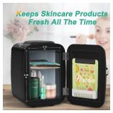 CROWNFUL Mini Fridge, 4 Liter/6 Can Portable Cooler and Warmer Personal Fridge for Skin Care, Cosmetics, Food,Great for Bedroom, Office, Car, Dorm, ETL Listed (Black)