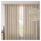 BGment Oatmeal Linen Curtains 63 Inch Length for Bedroom, Rod Pocket Neutral Semi Sheer Drapes Light Filtering Rustic Window Treatments for Living Room Country Back Tab, 2 Panels, 52 X 63 Inch