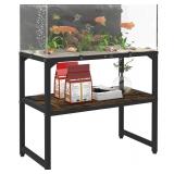 Mondazie 20 Gallon High Rimless Fish Tank Stand with Shelf for Storage, 2 Tiers Metal Aquarium Stand, Breeder Tank Turtle Reptile Terrariums Stand Rack for Home Office, 24 L x 12 W x 20.5 H, Black