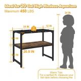 Mondazie 20 Gallon High Rimless Fish Tank Stand with Shelf for Storage, 2 Tiers Metal Aquarium Stand, Breeder Tank Turtle Reptile Terrariums Stand Rack for Home Office, 24 L x 12 W x 20.5 H, Black