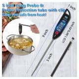 BOMATA 2 Pack Waterproof IPX7 Meat Thermometer Instant Read Food Thermometer with Long Probe for Water, Liquid, Kitchen Cooking, Grill,BBQ ! T101 X 2 Pcs (Black & Red)