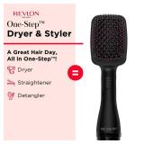 REVLON One-Step Hair Dryer and Styler, All-in-One Detangling and Straightener Brush for Salon-Quality Smooth, Straight Hair, More Shine and Less Frizz, Black