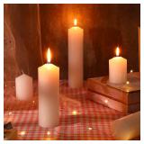 MTLEE 36 Pcs Pillar Candles Bulk Set of 3 Long Burning Wax Pillar Candles 2 in x 3, 6, 8 Inch Dripless Unscented Smokeless for Wedding Party Spa Lantern Fireplace Home(White)