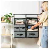 SMIRLY 6 Shelf Hanging Closet Organizer Hanging Shelves, Closet Hanging Organizer with 2 Sturdy Hooks for Wardrobe, Nursery, Storage (Beige, Separate)