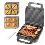 FineMade Panini Grill Press Breakfast Sandwich Maker 3 in 1, Electric Griddle Panini Press, Grilled Cheese Maker, Sandwichera Electrica, Belgian Waffle Maker with Removable Plates