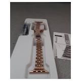 QUNDAXI Rose gold Apple Watch Band Compatible with Apple Watch 41mm 45mm 42mm 44mm 40mm 38mm Metal stainless steel Watchband suitable for iWatch 87654321SE series Women Luxury strap (38mm