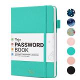 Taja Password Keeper Book with Alphabetical Tabsï¼Small Password Books for Seniors, Password Notebook for Internet Website Address Log in Detail, Password Logbook to Help You Stay Organized - Aqua