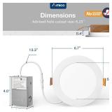 Amico 12 Pack 6 Inch 5CCT Ultra-Thin LED Recessed Ceiling Light with Junction Box, 1050LM Brightness, Dimmable Canless Wafer Downlight, 12W, ETL&FCC