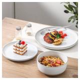 Tikooere Ceramic Dinner Plates Set of 4,Stoneware 10 Inch,Microwave,Dishwasher and Oven Safe,Porcelain Dessert Plates for Pasta,Salad and Steak,Dishes Set for Kitchen,Scratch Resistant,White