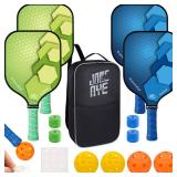 Pickleball-Paddles-Set of 4 Rackets by JoncAye, USAPA Approved Pickle-Ball Equipment with Balls, Bag, Accessories, Fiberglass Graphite Pickleball Racquet Set for Men, Women, Kids, Adults
