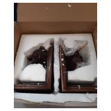 Treasure of Nature Bronze Plated Resin Sculptures Bear & Bull Head Bookends 9\" w X 8\" h New