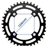 DECKAS Round Chainring 104BCD 40T 42T 44T 46T 48T 50T 52T Narrow Wide Chainring for 7 8 9 10 11 12 Speed Chains (Round Black, 42T)