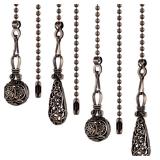 Yaomiao 4 Pieces Ceiling Fan Pull Chain Vintage Hollow Fan Danglers Coppery Color Light Pull Extension 13 Inch Lamp Pulls Extender with Ball Connector Chain for Decoration(Bronze)