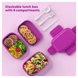 LIGHT PURPLE Modern Adult Lunch Box, Stackable Lunch Containers, Minimalist Design Bento Box with Utensil Set - Leak-Proof for Dining Out, Work, School, Picnic