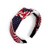MYSXN American Flag Knotted Headband,4th of July Headband,Independence Day Patriotic Headbands Hair Accessories for Women Girls (BLUE&WHITE, M)