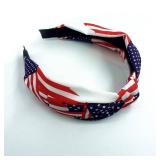 MYSXN American Flag Knotted Headband,4th of July Headband,Independence Day Patriotic Headbands Hair Accessories for Women Girls (BLUE&WHITE, M)