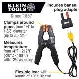 Klein Tools 69140 K-Type Thermometer, Pipe Temperature Clamp for HVAC, Measures -4 to +212 Degrees Fahrenheit