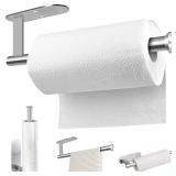 MGahyi Paper Towel Holder Wall Mount, Self Adhesive Or Drilling Under Cabinet Kitchen, 13.2 inch Stainless Steel Paper Towel Roll Rack, Towel Roll Hanger for Bathroom(Silver, Rectangle)