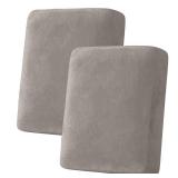 ANARACHON Sectional Couch Cushion Covers 2 Pieces Velvet Separate Couch Cover Stretch Sofa Slipcover Washable Furniture Protector for Sectional Sofa (2 Cushion Sofa, Khaki)