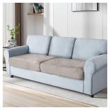 ANARACHON Sectional Couch Cushion Covers 2 Pieces Velvet Separate Couch Cover Stretch Sofa Slipcover Washable Furniture Protector for Sectional Sofa (2 Cushion Sofa, Khaki)