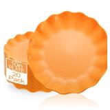 LIYH 20 Pcs 10 Inch Orange Plastic Scalloped Plates Reusable - Unbreakable Dinner Plates-Dishwasher Safe, Perfect for Halloween & Thanksgiving Party BPA Free