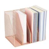 AUPSEN File Organizer for Desk, 4-Pack Desk Accessories & Workspace Organizers, Magazine File Holder, Mesh Desktop Organizer for Home Office (Rose Gold)