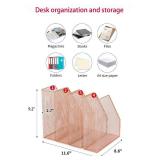AUPSEN File Organizer for Desk, 4-Pack Desk Accessories & Workspace Organizers, Magazine File Holder, Mesh Desktop Organizer for Home Office (Rose Gold)