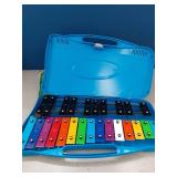MISSING MALLETS MINIARTIS Glockenspiel Xylophone | 25 Note Colorful Metal Keys Xylophone for Kids | Percussion Musical Instrument | Educational Music Toy Includes Music Songbook, Mallets and Blue Carr