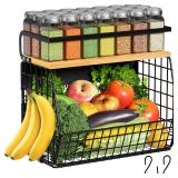 Ofiray-home Magnetic Shelf for Fridge with Wood Lid, Fruit Potato and Onion Storage Bins, Pantry Organizers & Storage, Large Container Magnetic Spice Rack for Refrigerator, Kitchen Counter, Cabinet