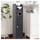 AOJEZOR Bathroom Storage Cabinet: Small Bathroom Storage Cabinet - Toilet Paper Holder Fit for Mega Roll,Black