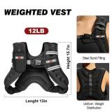 Weighted Vest, 6lbs/8lbs/12lbs/16lbs/20lbs/25lbs/30lbs Weights Vest for Women Men with Reflective Stripe for Workout, Strength Training, Running, Walking (12LB)