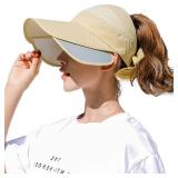 Peicees Wide Brim Visor Hat for Women Golf Visor Cap Sun Protection Hat for Beach Garden Tennis Running Sunshade Hat A-Khaki
