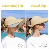 Peicees Wide Brim Visor Hat for Women Golf Visor Cap Sun Protection Hat for Beach Garden Tennis Running Sunshade Hat A-Khaki