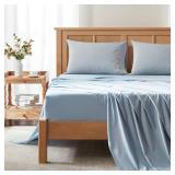 Comfort Spaces King Cooling Sheets, Moisture Wicking Coolmax Sheets, Soft, Colorfast Sheet Set, Cooling Bed Sheets For Hot Sleepers, Elastic Deep Pocket Fits Up to 16\" Mattress, King Blue 4 Piece