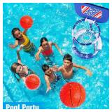 TNELTUEB Pool Basketball, 8.5 Inch Mini Replacement (2 Balls, Red), PVC, for Indoor Outdoor Toy Hoop, Fits All Standard Swimming Pool Games, No Slip Grip