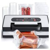 Upgraded Vacuum Sealer for Liquid, SEATAO 90Kpa Vacuum Sealer Machine for Dry/Moist/Liquid Food, Easy-Lock Handle, Double Heat Seal, Built-in Cutter and Bag Storage & Removable Drip Tray