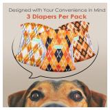 wegreeco Washable Male Dog Belly Band (Stylish Pattern)- Pack of 3 - Washable Male Dog Belly Wrap, Dog Diapers Male (Yellow Geometric, Large)