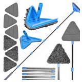 DSV Standard Wall Mop, 77 Inches Long Handle Wall Cleaner with Squeegee, 3-in-1 Wall Cleaner Mop with 3 Microfiber and 3 Chenille Pads, 360Â° Wall Cleaning Tool for Ceiling, Baseboard, Window, Floor