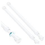 MEXAU 2PCS Small Tension Curtain Rod 11 to 19 Inch,White Short Curtain Rods No Drilling,Loaded Expandable Spring Curtain Rods for Windows,Kitchen,Closet,Cupboard,Door,Bookshelf