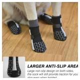 SCENEREAL Anti Slip Dog Socks for Hot Pavement to Prevent Licking Paws, Long Sporty Style Reflective Dog Grip Socks for Hardwood Floors, Dog Shoes Booties&Paw Protector for Large Senior Dog, Black L