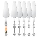 Honeydak 6 Pcs Beadable Pizza Pie Server Spatula DIY Decorative Beaded Cake Serving Utensils Stainless Steel for Pizza Dessert Cake Cutting for Wedding Christmas Party Favor