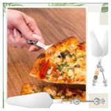 Honeydak 6 Pcs Beadable Pizza Pie Server Spatula DIY Decorative Beaded Cake Serving Utensils Stainless Steel for Pizza Dessert Cake Cutting for Wedding Christmas Party Favor